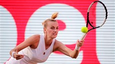 Petra Kvitová v duelu s Kiki Bertensovou.