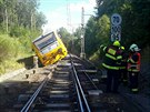 Na nádraí Lázn Kynvart vykolejil motorový vlak. (22. ervence 2020)