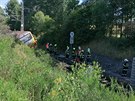Na nádraí Lázn Kynvart vykolejil motorový vlak. (22. ervence 2020)