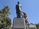 Socha T. G. Masaryka se na humpolecké Tyrovo námstí vrátila po dvoumsíním...
