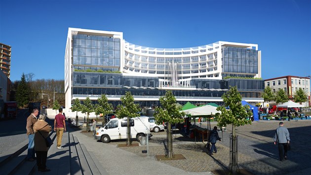 Vizualizace hotelu Hilton v Teplicích, který plánuje developer Jaroslav Třešňák. Otázka je, jak nakonec bude projekt vypadat. Hilton má ovšem podmínku – pokojů musí být 210.