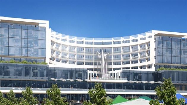 Vizualizace hotelu Hilton v Teplicích, který plánuje developer Jaroslav Třešňák. Otázka je, jak nakonec bude projekt vypadat. Hilton má ovšem podmínku – pokojů musí být 210.