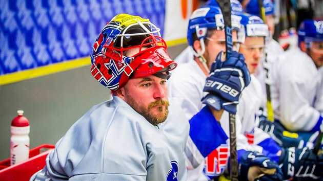 Brank Marek iliak na trninku hokejist eskch Budjovic.