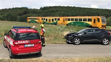Nehoda vlaku s autem na Píbramsku. (28.7.2020)