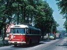 Jedna z nov objevench fotografi trolejbusu stoupajcho 8. ervna 1977 na...