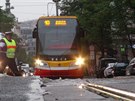 Havárie vodovodu v Jené ulici v Praze. (4. srpna 2020)