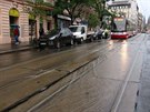 Havrie vodovodu v Jen ulici v Praze. (4. srpna 2020)