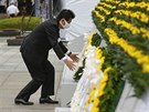 Japonský premiér inzó Abe na pietním ceremoniálu k 75. výroí svrení atomové...