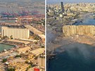 Pístav v libanonském Bejrútu ped výbuchem a po nm. (Zábry na dominantní...