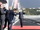 Italský premiér Giuseppe Conte na slavnostním otevení nového mostu v Janov...