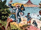 Smrt na Havaji. James Cook zemel 14. února 1779 v zátoce Kealakekua.