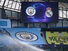 Pohled na tribuny stadionu Manchesteru City ped osmifinálovou odvetou Ligy...