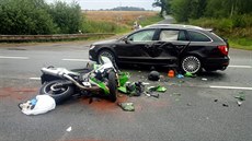 Na Plzeňsku zemřel motorkář po srážce s automobilem. (2. srpna 2020)