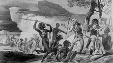 První plavba anglického navigátora Jamese Cooka. Námořníci se spolu s domorodci...