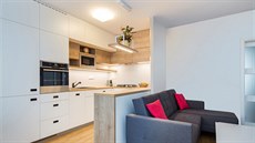 Majitelka up�ednostnila v�t�í prostor v obývacím pokoji a kuchy� p�ed...