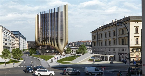 Budova, která má vzniknout v sousedství Masarykova nádraží. Pohled z ulice V...