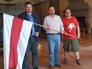 V Plzni byla na radnici vyvena bloruská vlajka. (15. srpna 2020)