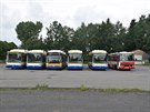 Odstavené trolejbusy koda 24Tr v Mariánských Lázních v bývalých garáích SAD...