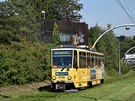 Tramvaj Tatra T6A5 íslo 8748 na výlukové lince 32 do Barrandova. S tímto typem...
