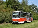 Tramvaj Tatra T6A5 íslo 8637 na výlukové lince 32 do Barrandova. S tímto typem...