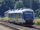 Motorov jednotka Alstom Lint 41 spolenosti Leo Express ve stanici Doln Lipka