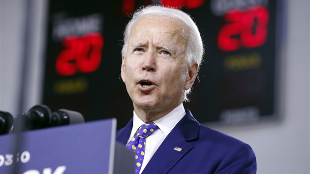 Kandidt na prezidenta Joe Biden na pedvolebnm shromdn v Delawaru (28. ervence 2020)