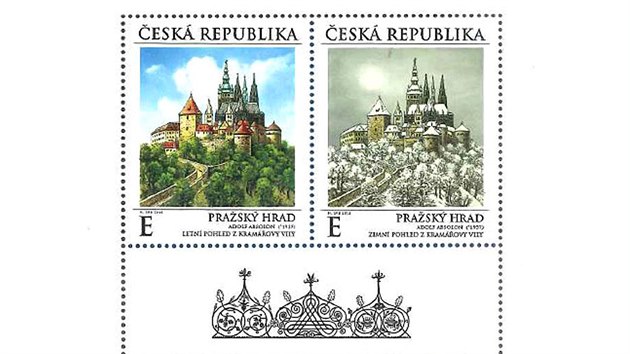 Poštovní známka Pražský hrad, autorem je Adolf Absolon.