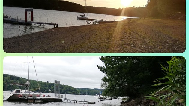 Loni v z��� se k p��stavi�ti Vranovsk� p�ehrady muselo doj�t kus cesty p�ky po sou�i. Letos v �ervnu, jak ukazuje sn�mek, p��l Vranov plavb�m lod� v�c.