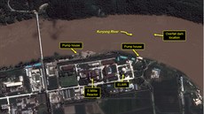 Satelitní snímky severokorejského výzkumného areálu Jongbjon (22. ervence 2020)