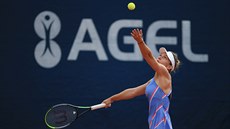 Rumunka Simona Halepová bhem turnaje Prague Open.