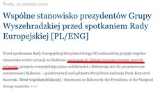 Polský komentá k prohláení o Blorusku. V podtrené ásti textu je: "...výzva...
