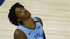 Ja Morant z Memphisu je zklamaný z výsledku zápasu s Portlandem.