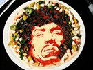 Pizza Jimiho Hendrixe a jeho alba Kiss the Sky si vyádala hodn tmavých oliv.
