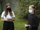 Klimatická aktivistka Greta Thunbergová (vpravo) a Luisa Neubauer (vlevo) na...
