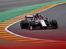 Kimi Räikkönen z Alfy Romeo na okruhu ve Spa
