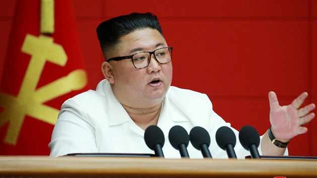 Severokorejsk vdce Kim ong-un na zasedn stednho vboru vldnouc Korejsk strany prce (20. srpna 2020)