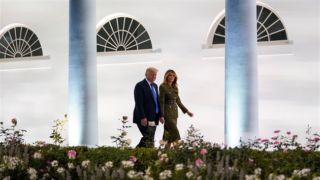 Americká první dáma Melania Trumpová měla v Růžové zahradě Bílého domu projev u příležitosti republikánského nominačního sjezdu. (25. srpna 2020)