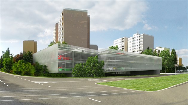 Na s�dli�ti D�dina v Praze 6 vznikne parkovac� d�m pro zhruba t�i stovky aut. Projekt m� ��ste�n� kompenzovat �bytek m�st, kter� si vy��d� v�stavba tramvajov� trati.