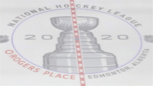 Logo Stanley Cupu 2020 na led v kanadskm Edmontonu