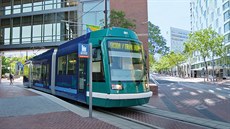 Zkušební jízda tramvaje v oregonském městě Portland.