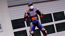 Miguel Oliveira z KTM se raduje po svém premiérovém vítzství v závod MotoGP,...