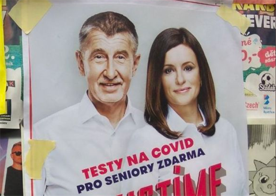 Volební plakát stedoeské odnoe ANO v rámci kampan ped krajskými volbami.