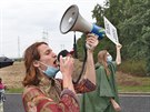 Ped elektrrnou Poerady protestovali v sobotu ekologit aktivist. (5. z...