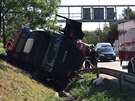 Dopravu na pra�sk�m okruhu komplikuje p�evr�cen� kamion
