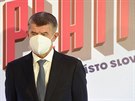 Premiér a pedseda hnutí ANO Andrej Babi vystoupil 3. záí 2020 v Olomouci na...