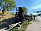 P�evr�cen� kamion s n�poji na Pra�sk�m okruhu. (3.9.2020)