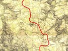 Trasa konspeky na eskm zem zakreslen do mapy II. vojenskho mapovn