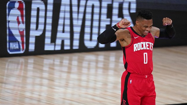 Russell Westbrook z Houstonu se chyst na druh duel s LA Lakers.