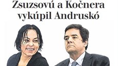 Titulní strana slovenského deníku Hospodárske noviny (4. záí 2020)