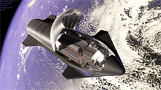Neoficiální render kosmické lodi Starship se 400 satelity Starlink připravenými...